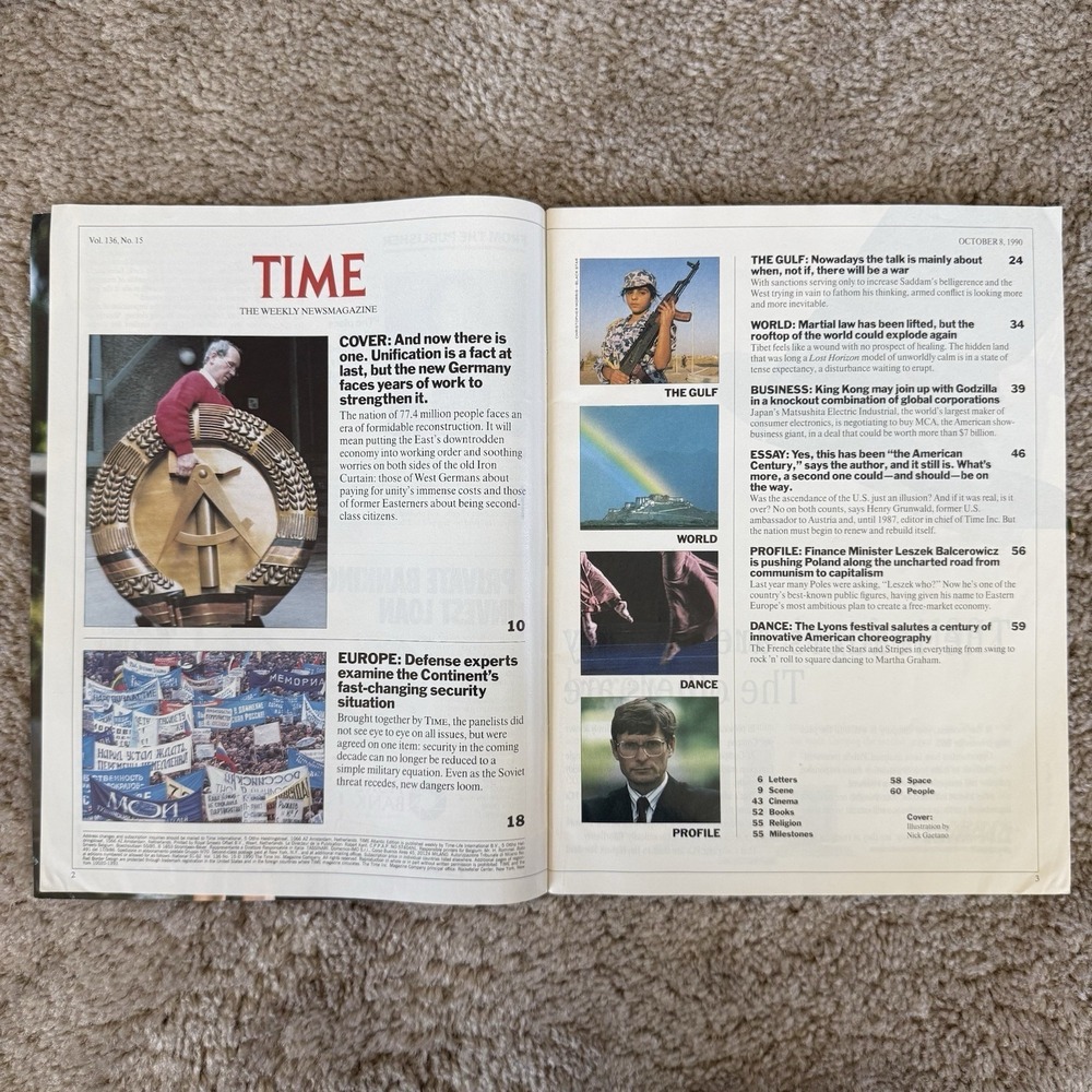 Vintage TIME International Magazine October 8 1990 Germany Is One Rolex Cartier - Picture 7 of 16
